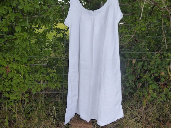 Antique French linen shift chemise nightwear hand… - image 10