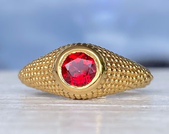 Mystic Blue Topaz Rose Gold Ring Round Mystic Garden Blue Topaz Ring Granulation Milgrain Signet Amethyst Gold Ring Size 7.25US