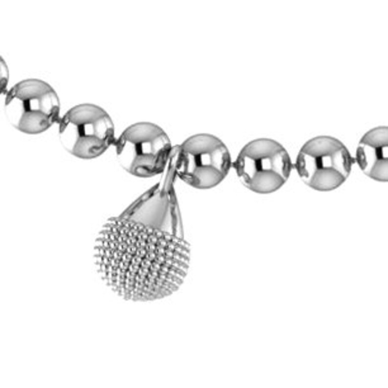 Nubia Charm Drop Bracelet 4mm Sterling Silver Beads