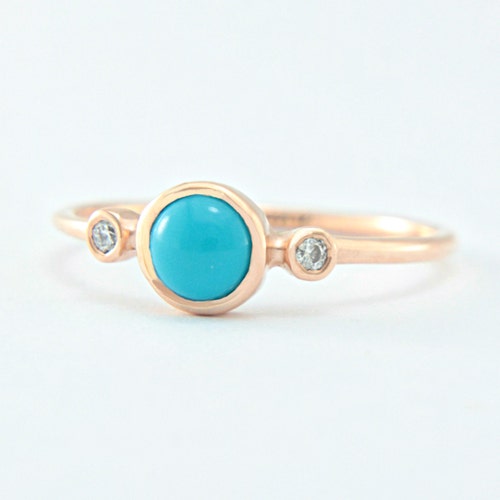 Turquoise 14k Gold Ring Natural Turquoise 14k Yellow Gold Ring - Etsy