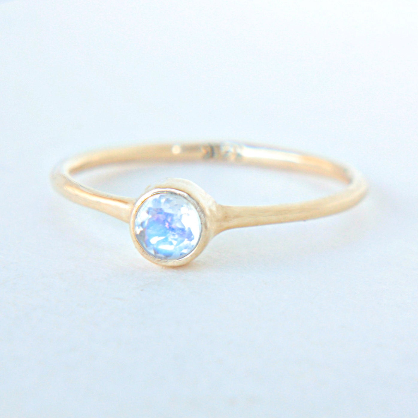 Yellow Gold Moonstone Ring 14k Gold Natural Moonstone Gold Etsy
