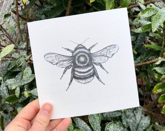 Bumble Bee greetings card | Blank Card | Illustrated Card |  Pencil drawing | Bee card | Luxury card