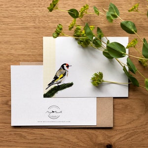 Cartões de nota do pintassilgo | Cartões de nota A6 | Blocos de notas e envelopes | Postais | Cartão de pássaro britânico