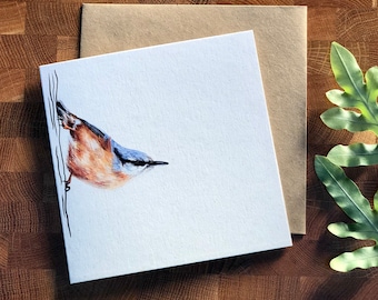 Nuthatch Climber Greetings Card | Greetings Card | Illustrated Greetings Card | Blank Greetings Card | Bird Card