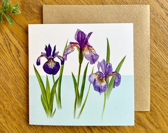 Iris Flower Greetings Card | Greetings Card | Illustrated Greetings Card | Blank Greetings Card | Iris Card