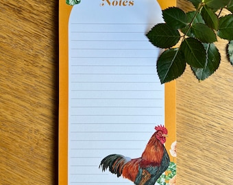 Cockerel Magnetic Notepad | Fridge pad | Chicken notepad | Shopping list pad