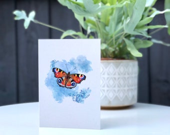 Peacock Butterfly greetings card | Blank Card | Illustrated Card | British Butterfly | A6 Greetings Card | Nature card