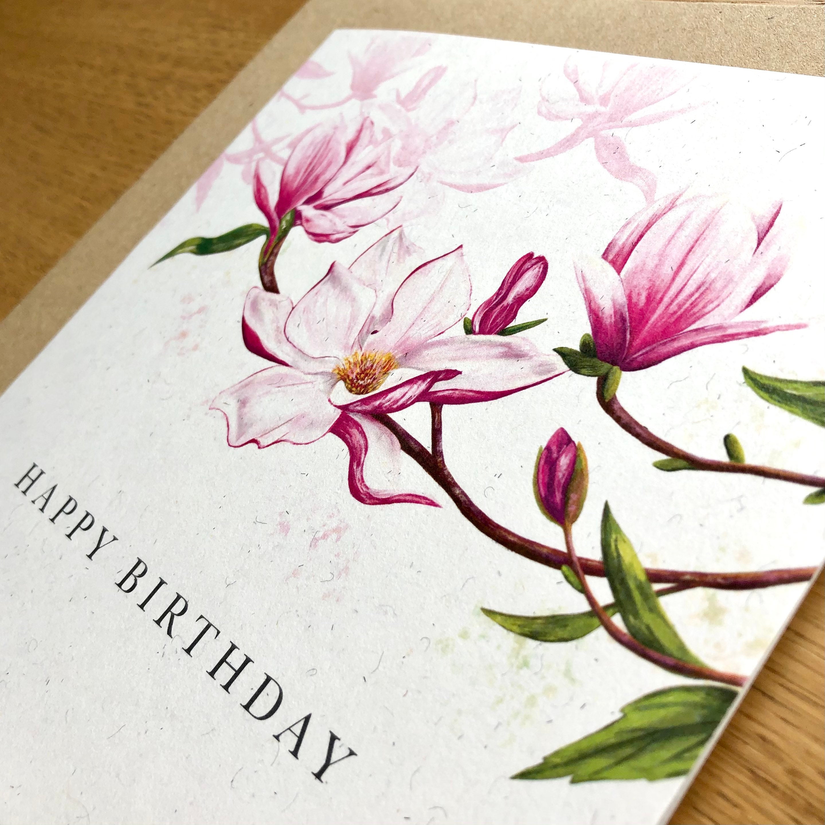 Happy Birthday Magnolia Greetings Card Birthday Card Etsy