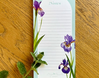 Iris flower Magnetic Notepad | Fridge pad | Floral notepad | Shopping list pad