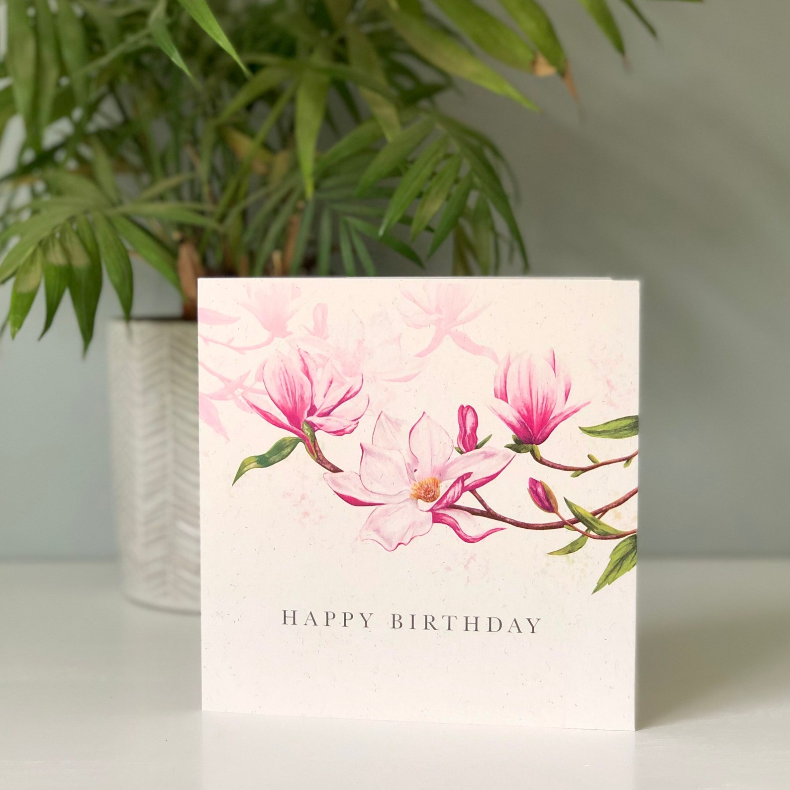 Happy Birthday Magnolia Greetings Card Birthday Card Etsy