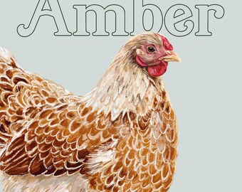 Custom Chicken portrait, A4 Print