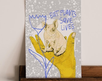 Vegan Art Print – Animal Rights Activist Wall Decor (8x12, 11.8x16.5 inches)