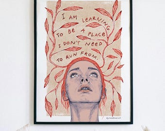 Inspirational Woman Print - Kindness Quote | Feminist Art | Personal Growth Poster | Boho | Illustration