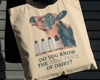 Animal Rights Vegan Tote Bag | Animal Liberation | Activist Merch | Anti-Dairy
