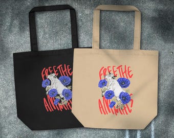 Animal Rights Tote Bag – Free The Animals | Animal Liberation | Vegan Activist Merch