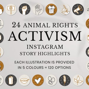 Animal Rights Activism Instagram Story Highlight Icons Instant Download - Gold, Black, Silver