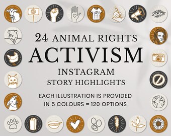 Animal Rights Activism Instagram Story Highlight Icons Instant Download - Gold, Black, Silver