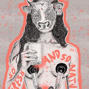 Anti-Milch Veganer Kunstdruck | Tierrechts-Wandbild | Aktivismus Poster | Statement Print
