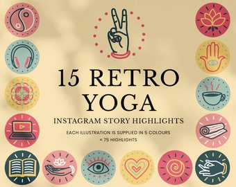 Retro Yoga Instagram Story Highlight Icons Instant Download