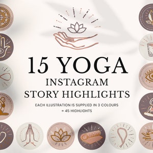 Boho Yoga Instagram Story Highlight Icons Instant Download - purple & pink