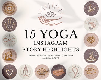 Boho Yoga Instagram Story Highlight Icons Instant Download - purple & pink