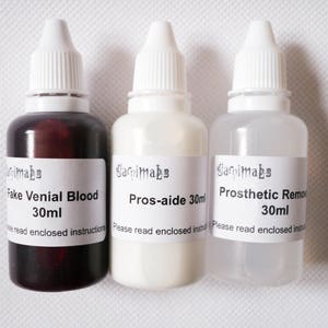 1 Single Bottle of Fake Blood or Pros-aide or Prosthetic Remover in 30ml/10ml. SFX, Gore/Blood/Costume/Theater/Halloween/Cosplay/Makeup