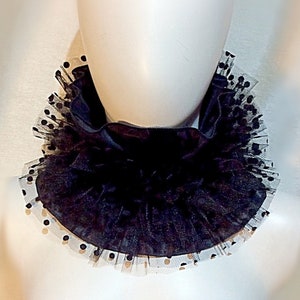 Black Spot Tulle Collar, Frilly, Neck, Jabot, Cravat, Pierrot, Ruffle Neck,