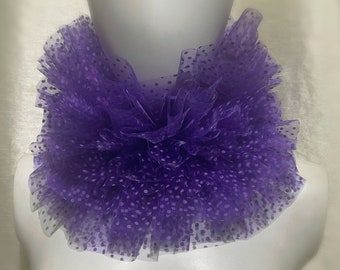 Purple Spotty Frilly Neck Ruff: Victorian Cosplay Cravat
