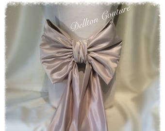 Large Oyster Satin Large Bow Belt, Sash