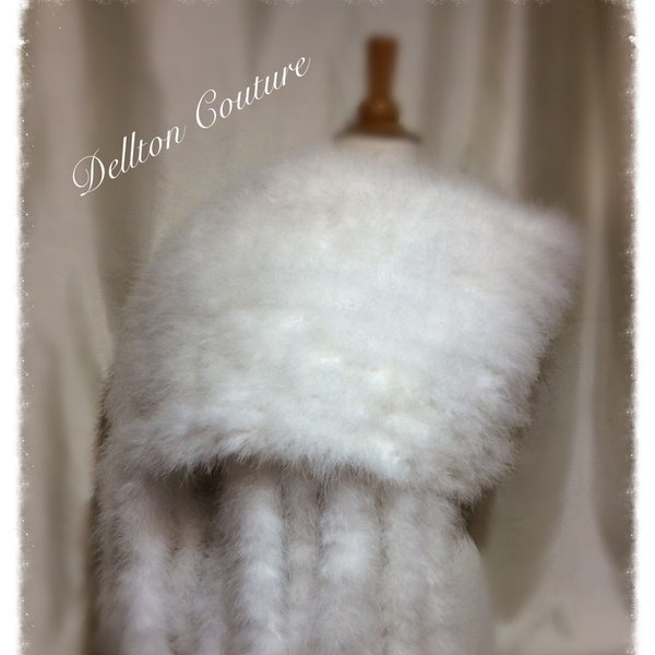 Luxury Marabou Feather Wrap Stole with 20 Mink Style Tails. Handmade