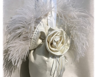 Ivory Feather Long Pouch Bag