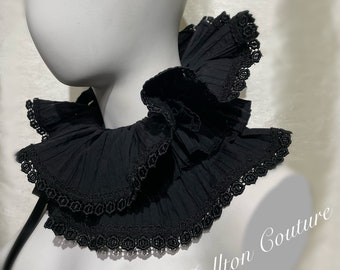 Black Ruff Neck Frilly Neck, Jabot, Cravat, Victorian, Ruffle Neck.