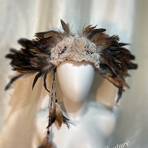 Tribal Feather Crown: Brown Headpiece, Burning Man Costume