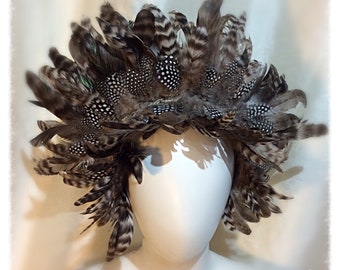 Tribal Feather Crown, Headpiece, Headband, Burning man, Festival One of a Kind. Unisex