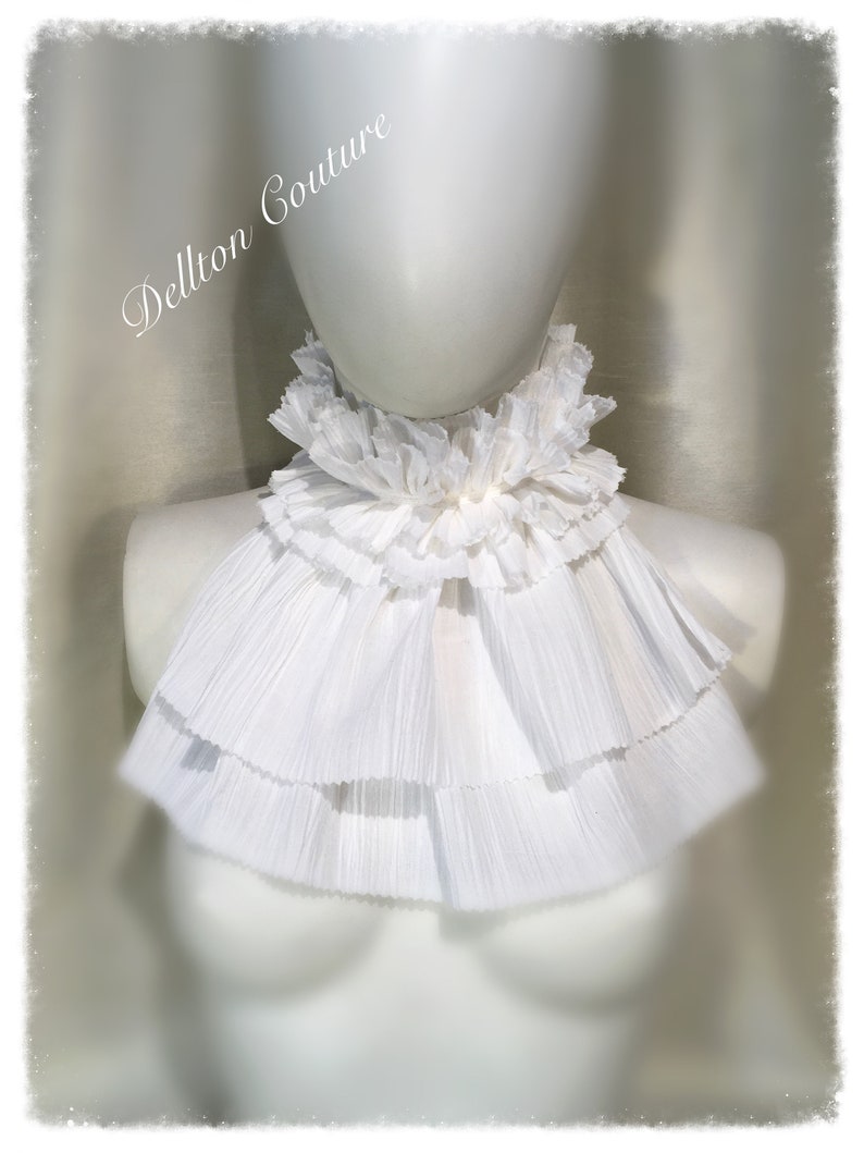 White Cotton Jabot Cravat Ruffle Frilly Collar Steampunk Etsy