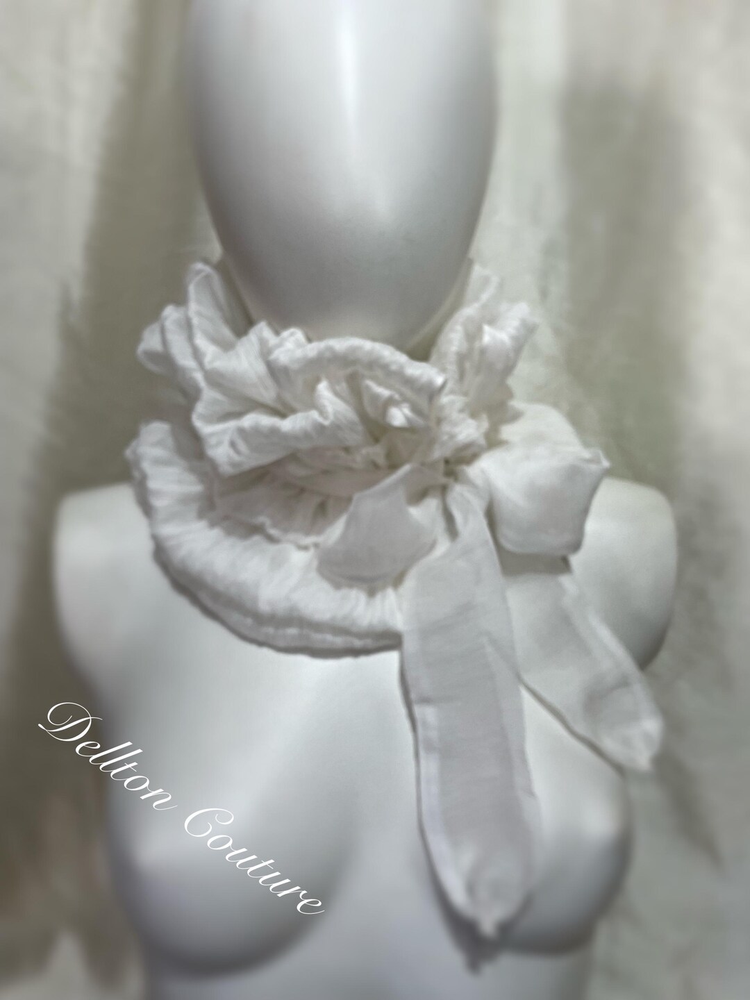 Ruff Neck Frill Ivory Silk Vintage Style Neck Frill, Jabot, Cravat ...