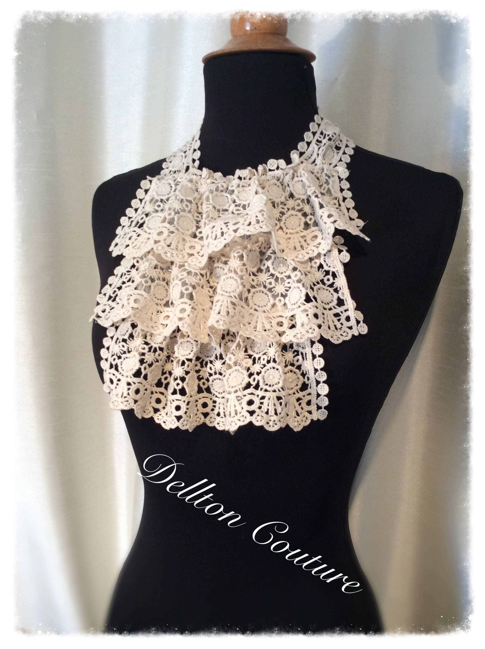 Lace Jabot Neck Frill Etsy