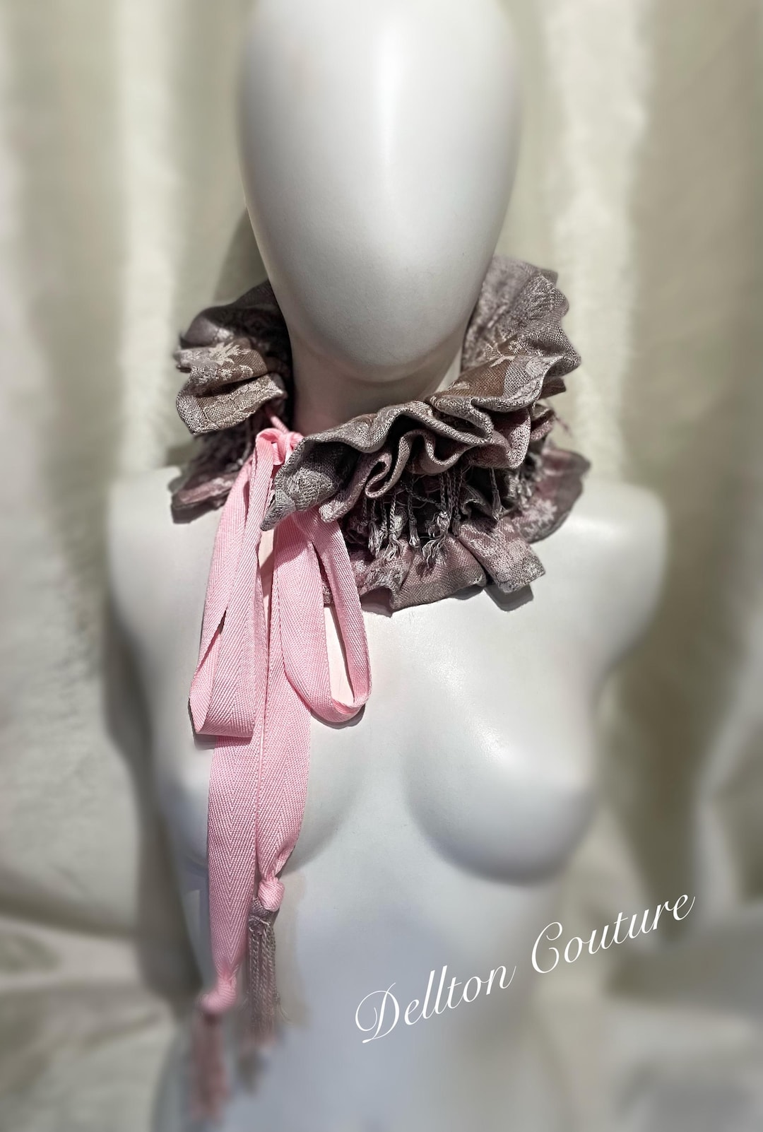 Pink Soft Fabric Neck Ruff: Victorian Frilly Vintage Style Ruff Scarf ...