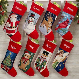 Personalized Needlepoint Christmas Stocking: Winter Charm Embroidered Wool