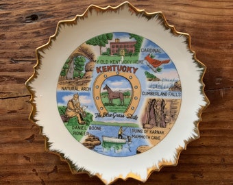 Vintage Kentucky State Plate Souvenir Collectible Plate The Bluegrass State