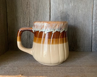 Mid Century Drip Glaze Ceramic Coffee Cup 70s Retro Kitchen Cup Boho Dishes
