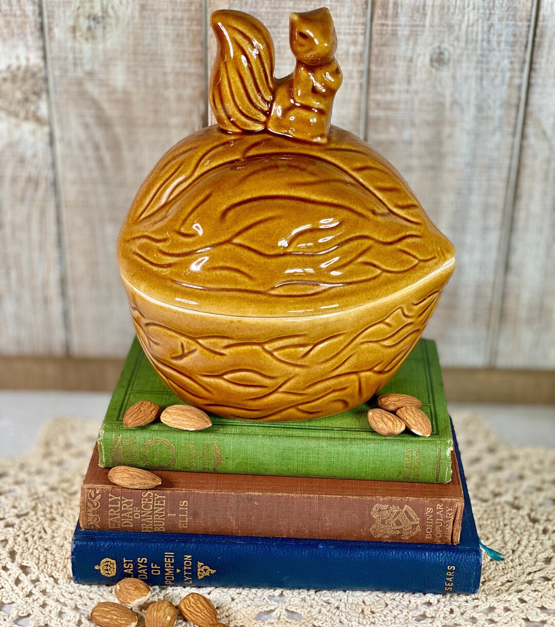 Vintage Squirrel on Nut Dish, Vintage Ceramic Squirrel Nut Dish Etsy