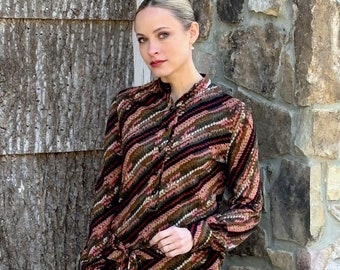 1970s Eva for Robert Janan Italian Knit Skirt and Blouse Long Sleeved Dress Set - Lord & Taylor