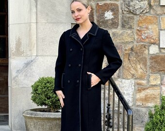 Vintage WOOL コート XXL相当 ブラック ビッグシルエット Vintage Black Wool Overcoat: Full Length, Oversized Fit - Etsy