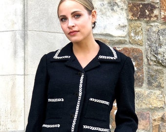 1950s 1960s Davidow Black Wool Jacket