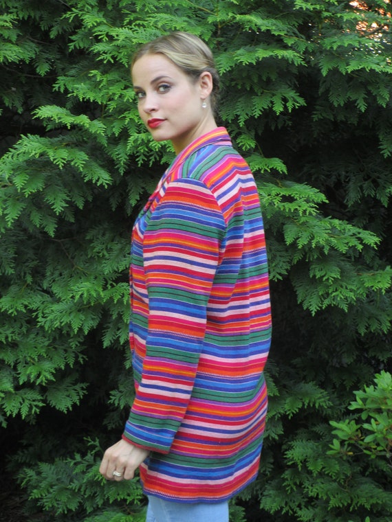 1980s Rainbow Striped Blanket Style Jacket