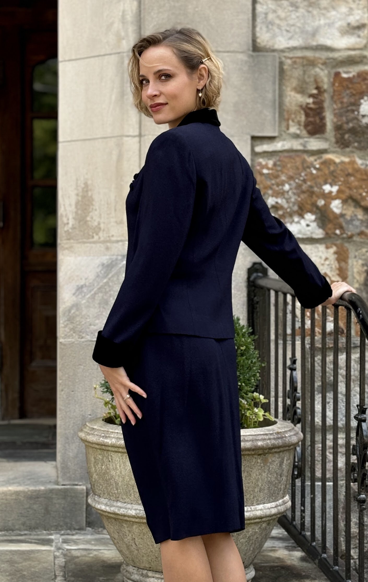 1990s Does 1940s Zelda Navy Suit - Skirt & Jacket - Etsy