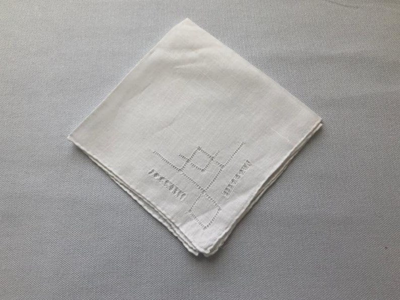 Vintage Linen Handkerchief Hankie with Hemstitching