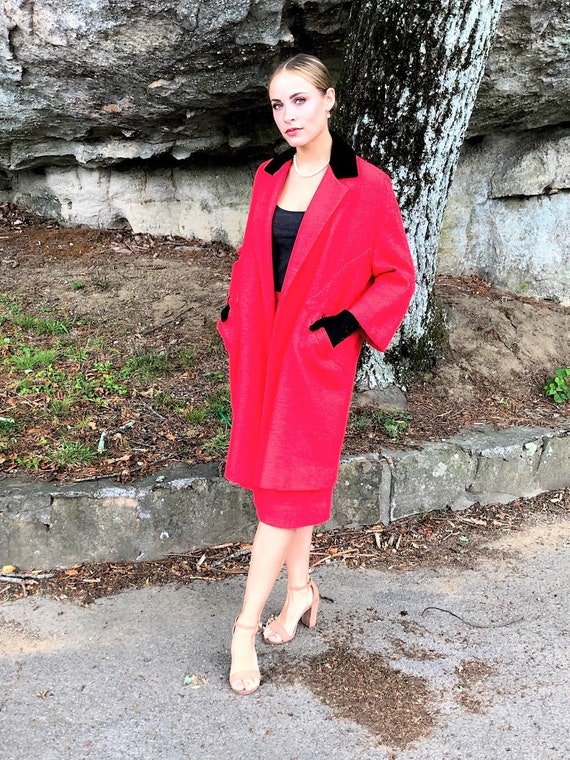 1960s Balenciaga-inspired Red Wool Smith of Etsy