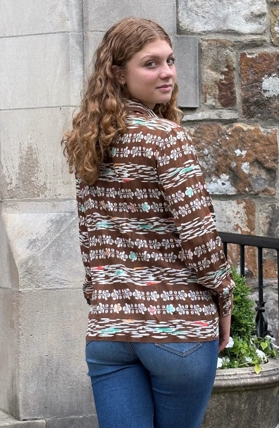 Vintage Lanvin Bright Flower Print Jersey Knit Blouse 70s - Etsy